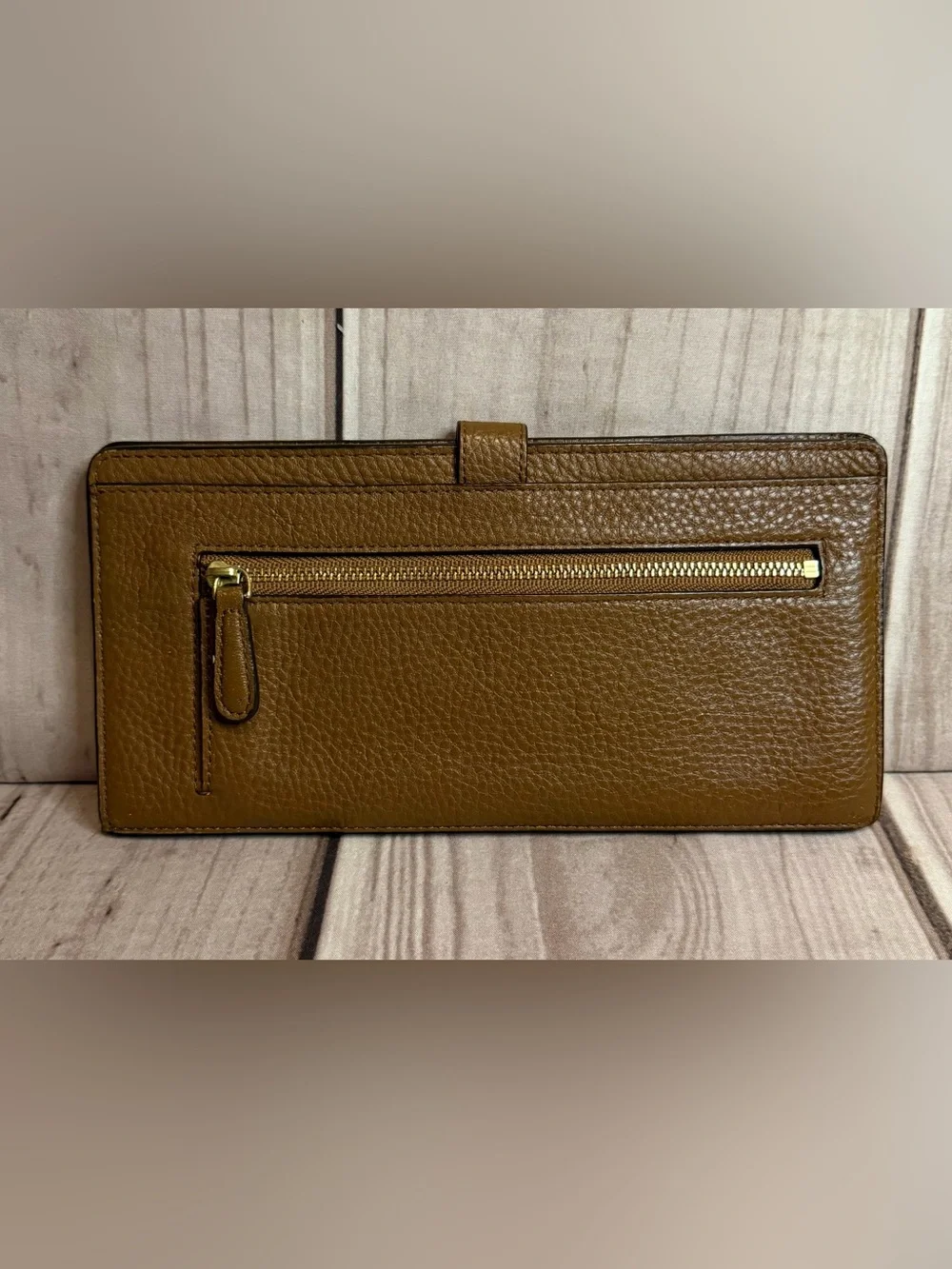 Vera Bradley Slim Travel Organizer Wallet Brown Pebbled Leather
